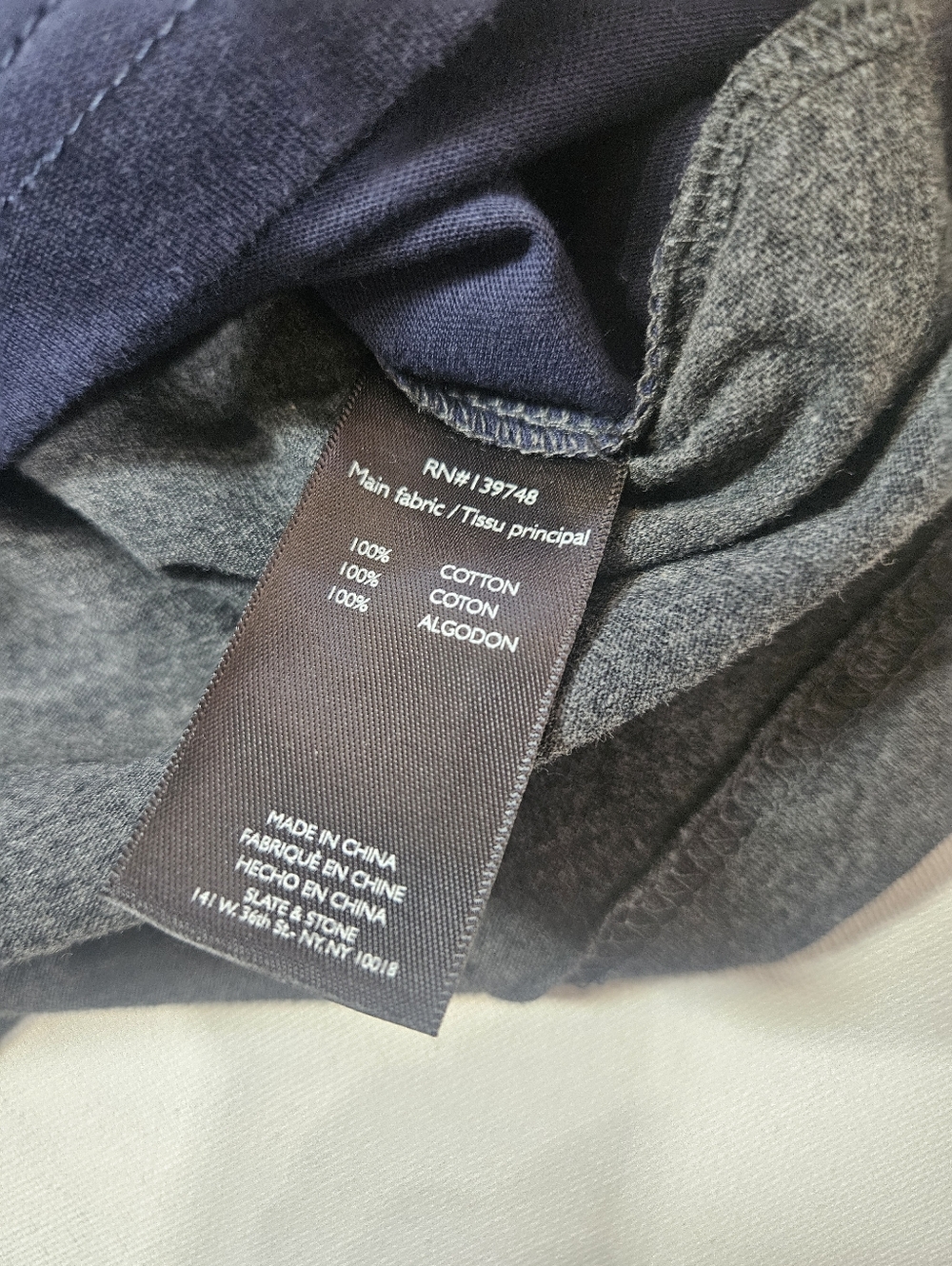 NWT Slate & Stone Logan T-shirt Mens XXL Navy Grey Colorblock Loungewear Tee - Picture 5 of 5